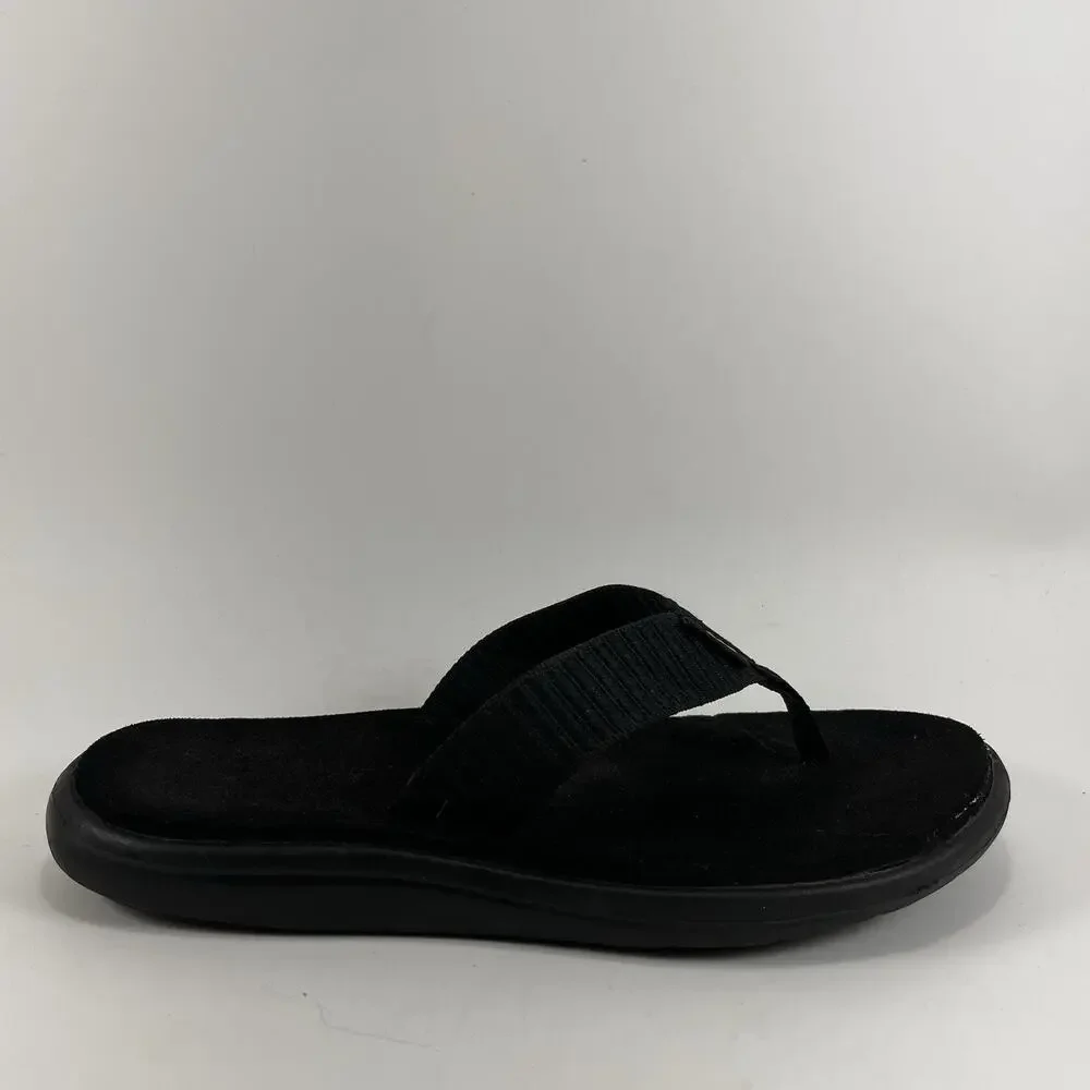 Teva Voya Canvas Flip Flops Womens Size 7 Black Sandals Beach Pool Comfort